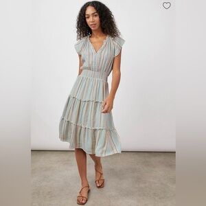 Rails Striped Midi Dress in Light Blue, Cream & Tan